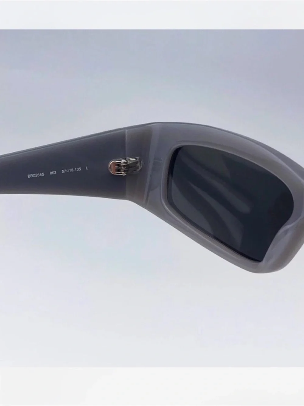 Balenciaga Matte Gray Narrow Rectangular Sunglasses